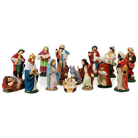 Nativity set in painted clay 15 figurines 15cm