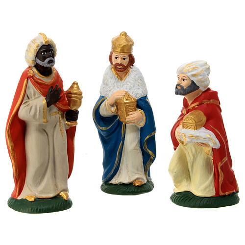 Nativity set in painted clay 15 figurines 15cm 3