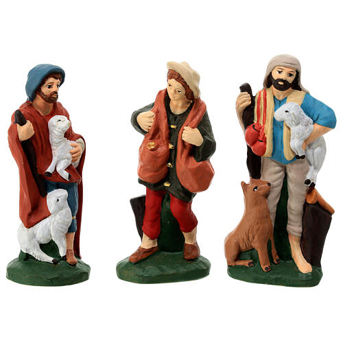 Nativity set in painted clay 15 figurines 15cm 5