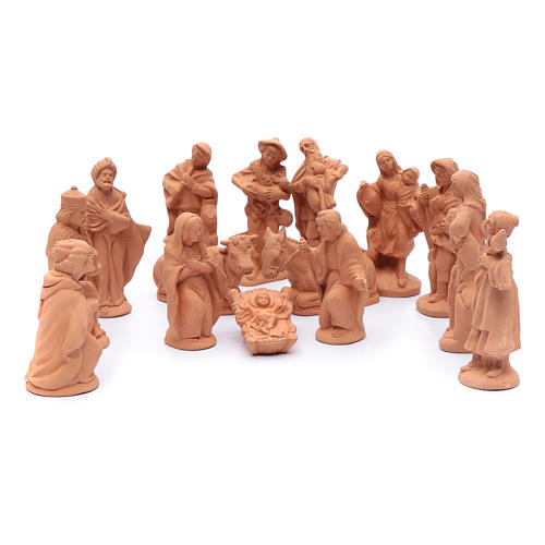 Nativity set in natural clay 15 figurines 15cm 1