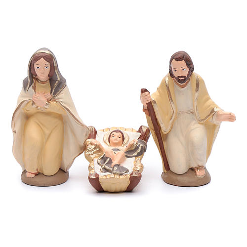 Nativity set in painted clay 15 figurines 15cm, elegant style 2