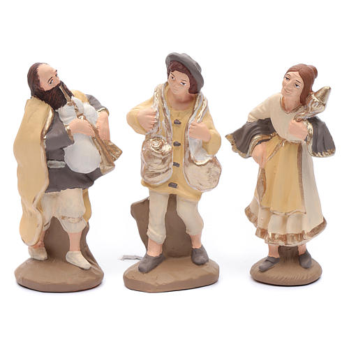 Nativity set in painted clay 15 figurines 15cm, elegant style 4