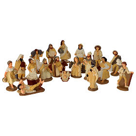 Nativity set in painted clay 20 figurines 10cm