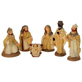 Nativity set in painted clay 20 figurines 10cm