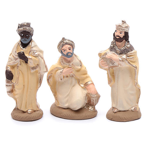 Nativity set in painted clay 20 figurines 10cm 3