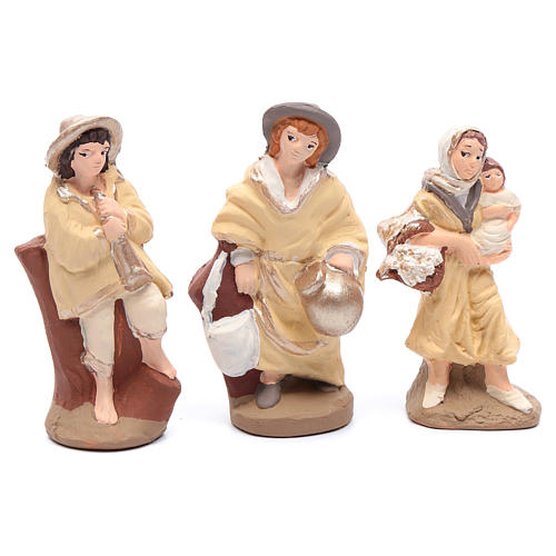 Nativity set in painted clay 20 figurines 10cm 6