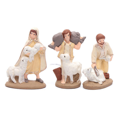 Nativity set in painted clay 20 figurines 10cm 7