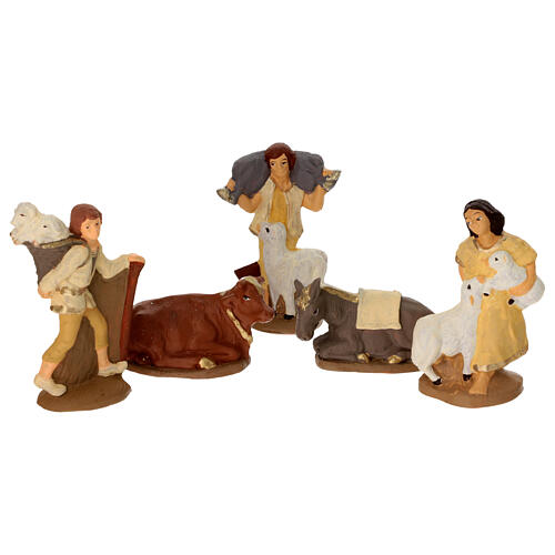 Crèche terre cuite peinte 20 santons 10 cm 3