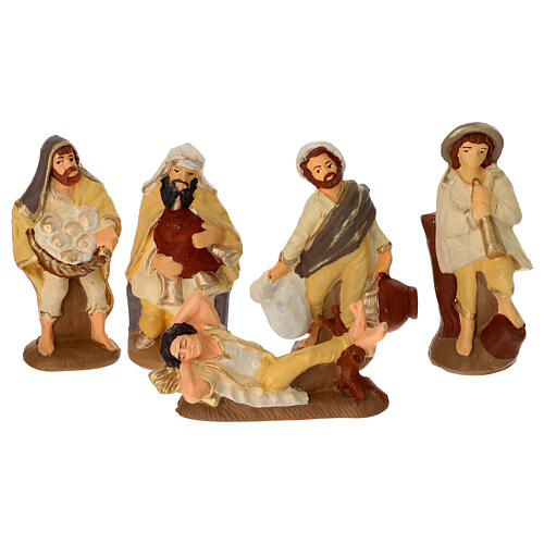 Crèche terre cuite peinte 20 santons 10 cm 4