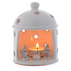 Hut shaped drilled candle in terracotta from Deruta sized 13 cm