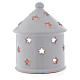 Drilled Christmas hut shaped candle holder in terracotta 13 cm s2