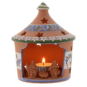 Candelero de Navidad cabaña Natvidad terracota Deruta 13 cm