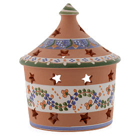 Christmas hut shaped candle holder in terracotta 13 cm