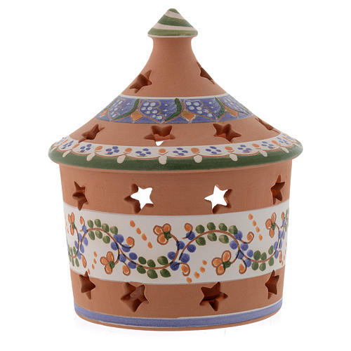 Christmas hut shaped candle holder in terracotta 13 cm 2