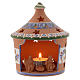 Christmas hut shaped candle holder in terracotta 13 cm s1