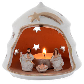 Christmas tree shaped candle holder in terracotta sized 13 cm