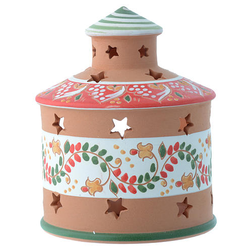 Drilled hut shaped candle holder in terracotta from Deruta 13 cm 2