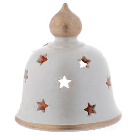 Christmas candle holder with bell and nativity made in terracotta 13 cm