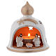 Christmas candle holder with bell and nativity made in terracotta 13 cm s1