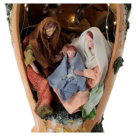 Holy family in vase with two handles 16 cm in terracotta from Deruta 35 cm