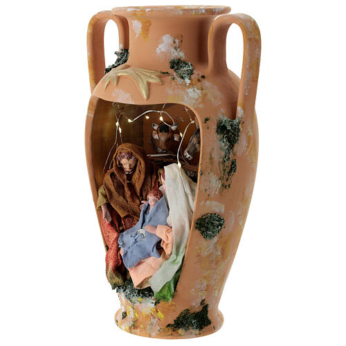 Holy family in vase with two handles 16 cm in terracotta from Deruta 35 cm 3