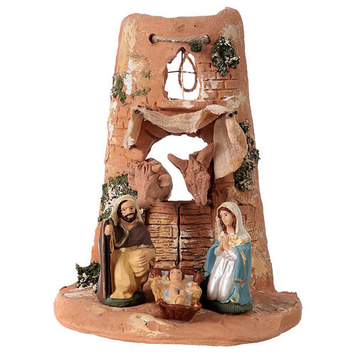 Holy family statues on shingle in terracotta from Deruta 23 cm 1