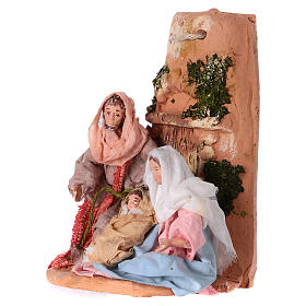 Holy family on terracotta from Deruta shingle 30 cm