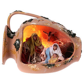 Holy family in amphora in terracotta from Deruta 40 cm