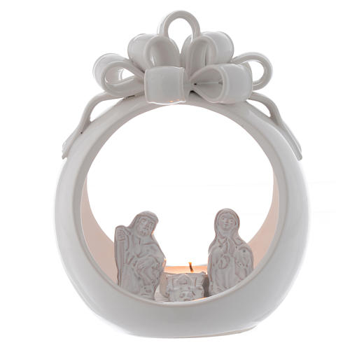 Christmas candle holder white ball in terracotta from Deruta 17 cm 2