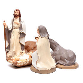 Nativity set in painted clay 5 figurines 40cm, elegant style