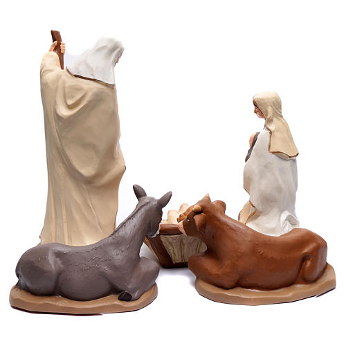 Nativity set in painted clay 5 figurines 50cm, elegant style 4