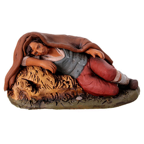 Schlafender Mann für Krippe 30cm Terrakotta 1