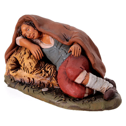 Schlafender Mann für Krippe 30cm Terrakotta 2