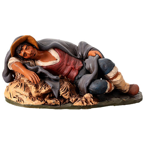 Homme endormi en terre cuite crèche Deruta 30 cm 1