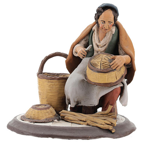 Homem que repara cestas terracota presépio Deruta 30 cm 1