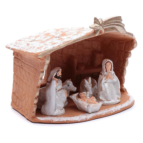 Nativity Scene in terracotta with crib Deruta h 20cm 2