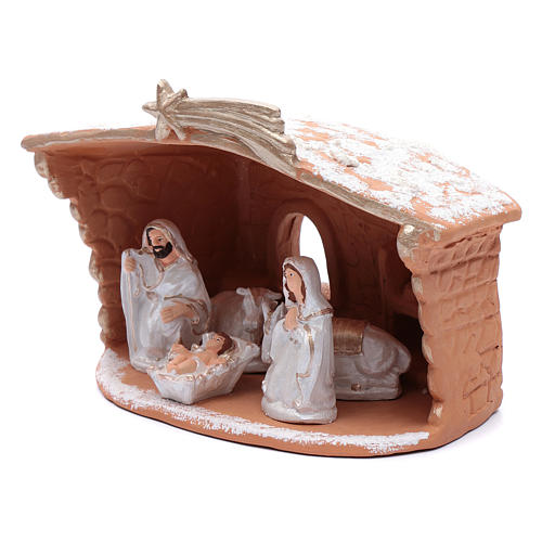 Nativity Scene in terracotta with crib Deruta h 20cm 3