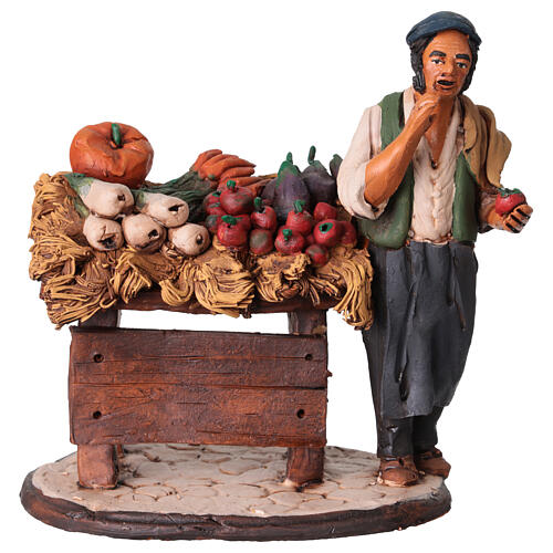 Venditore ortaggi in terracotta per presepe Deruta 18 cm 1