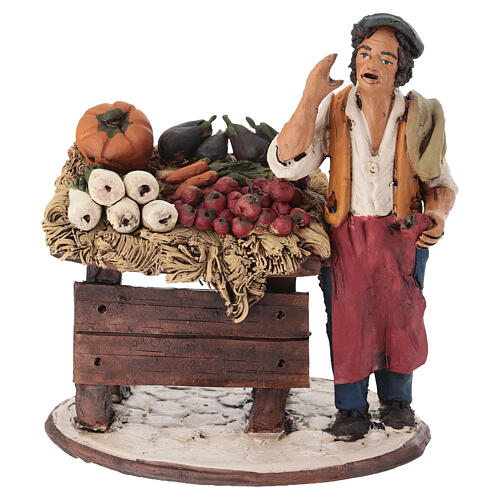 Venditore ortaggi in terracotta per presepe Deruta 18 cm 1