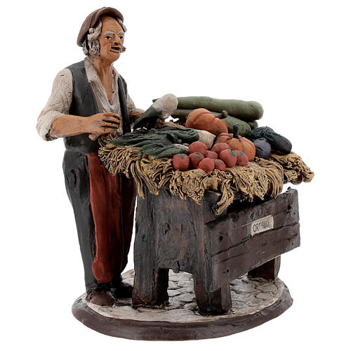 Sprzedawca warzyw z terakoty do szopki Deruta 18 cm 4
