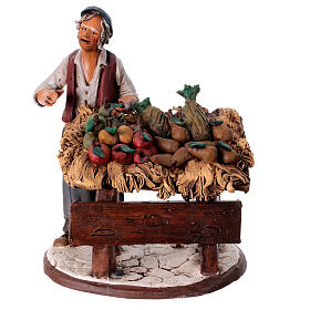 Mann mit Obststand aus Terrakotta Krippe Deruta, 18 cm