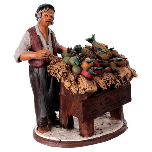 Mann mit Obststand aus Terrakotta Krippe Deruta, 18 cm 4