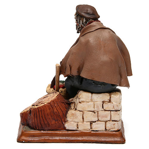 Camponês sentado com enxada em terracota para presépio de Deruta com figuras de 18 cm altura média 5