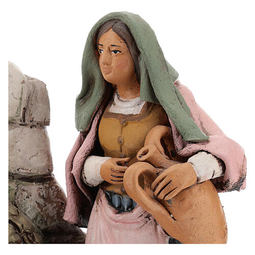 Frau am Brunnen mit Amphoren Krippe Deruta, 18 cm 2