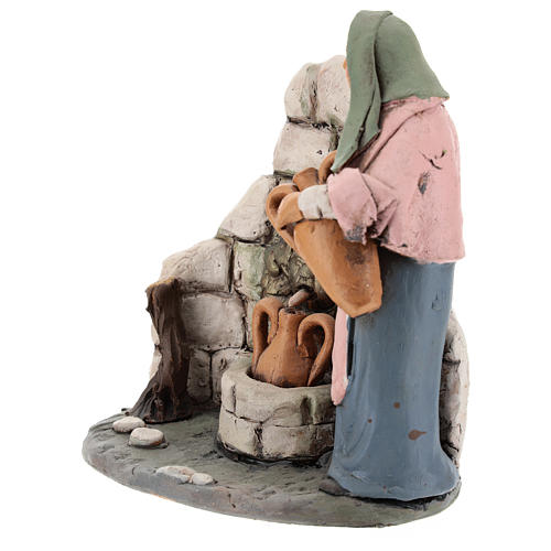 Donna alla fonte presepe  Deruta 18 cm in terracotta 4