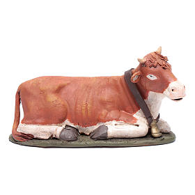 Boeuf en terre cuite colorée pour crèche Deruta 30 cm