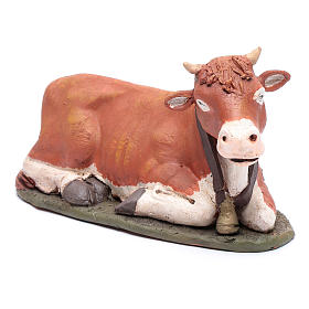 Boeuf en terre cuite colorée pour crèche Deruta 30 cm