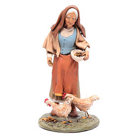 Country woman with hen 30cm Deruta