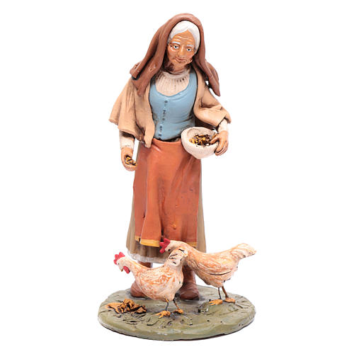 Country woman with hen 30cm Deruta 1