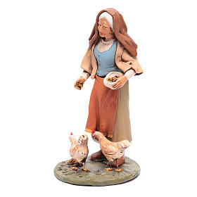 Paysanne avec poules crèche Deruta 30 cm